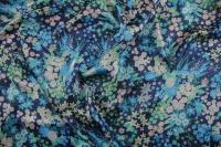 ткань синий атлас с цветами