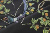 ткань плащевка с цветами, оливками и птичками
