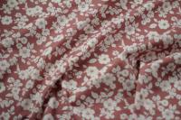 ткань поплин бледно-бордовый с белыми цветами
