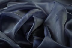 ткань синяя органза из шелка Италия