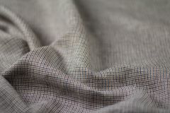 ткань костюмный лен в микроклетку (гусиную лапку) Италия