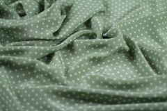 ткань шелковый крепдешин зеленого цвета в горошек Италия