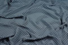 ткань шелковый крепдешин темно-синего цвета в горошек Италия