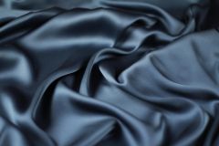 ткань двусторонний синий шелковый сатин Италия