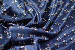 ткань шелковый атлас синего цвета Италия