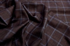 ткань костюмно-плательная серо-коричневая смесовая шерсть в клетку Италия