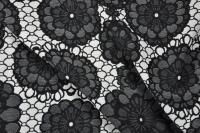 ткань Жаккард черно-белые цветы