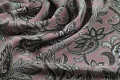 ткань темно-розовый крепдешин с пейсли в 2х кусках: 1.65м и 0.35м Италия