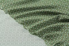 ткань зеленая шерсть с шелком  с геометричным рисунком Италия