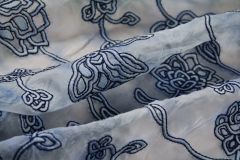 ткань голубая органза с вышивкой Италия