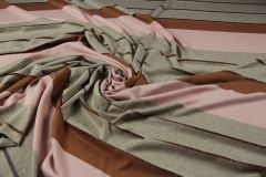 ткань полосатый трикотаж в коричнево-розовых тонах с люрексом Италия