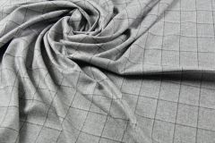ткань жемчужно-серый костюмный кашемир с шелком в клетку Италия