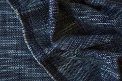 ткань твид шанель синего цвета с белым плетением Италия