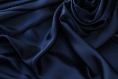 ткань темно-синий атласный шелк с эластаном Италия