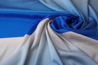 ткань шелковый сатин деграде в синих, голубых и белых тонах (купон)