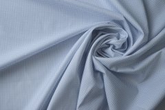 ткань сорочечный хлопок белый в голубовато-сиреневатую клеточку Италия