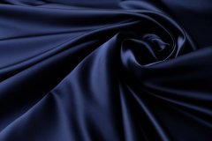 ткань плотный двусторонний темно-синий атлас Италия
