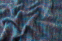 ткань твид шанель синий с разноцветной нитью