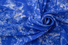 ткань синий крепдешин с  белым рисунком Италия