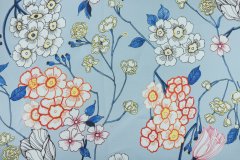 ткань голубая органза с цветами (купон) Италия