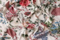 ткань шелковый сатин с цветами и птицами