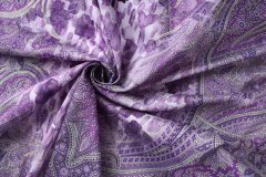 ткань фиолетовый сатин с растительным узором Италия