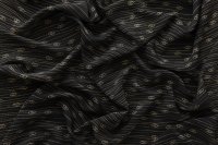 ткань крепдешин шелковый чёрный с золотистыми полосками-цепочками