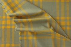 ткань костюмная шерсть зеленая (фисташковая) в жёлтую клетку Италия