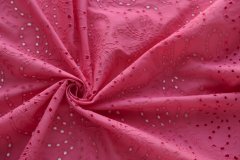 ткань шитье ярко-розовое (светлая фуксия) с цветами Италия