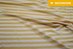 ткань льняной трикотаж в бело-желтую полоску Италия