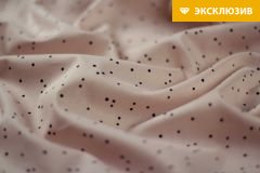 ткань батист розовый в чёрный горошек Италия