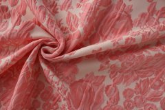 ткань жаккардовая ткань розовая с цветами Италия