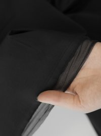 ткань костюмный полиэстер черного цвета продублированный