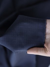 ткань синяя шерсть в мелкую клетку