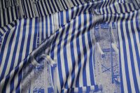 ткань синий атлас с шизлонгами Италия