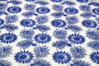 ткань Синяя органза с вышитым цветочным рисунком