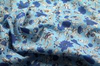 ткань батист с цветами батист хлопок цветы голубая Италия