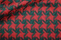 ткань пальтовая шерсть зелено-красная лапка