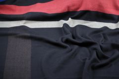ткань шерсть для пончо костюмно-плательная шерсть в полоску черная Италия