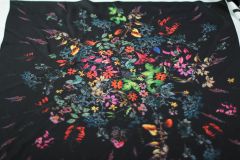 ткань черный шелковый платок с цветами Италия