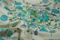  шелковый платок с бирюзовыми цветами