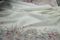 ткань белый хлопок с цветами по кромкам