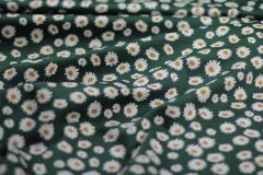ткань зеленый сатин с ромашками сатин хлопок цветы зеленая Италия