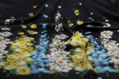 ткань черный хлопок с цветами (купон) Италия