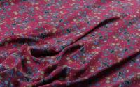 ткань бордовый крепдешин с цветочками