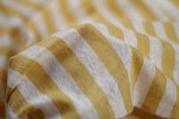 ткань льняной трикотаж в бело-желтую полоску
