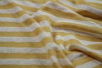 ткань льняной трикотаж в бело-желтую полоску