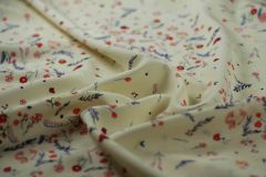ткань креповая шерсть с шелком костюмно-плательная шелк цветы белая Италия