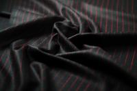 ткань черная шерсть с кашемиром в красную полоску