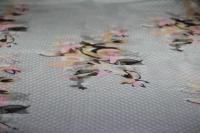 ткань шелковая органза в горошек с цветами